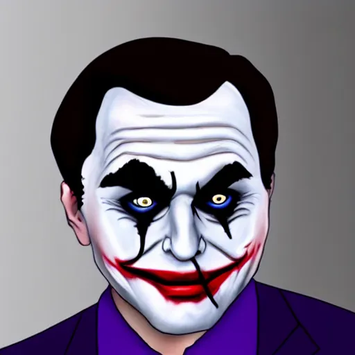 Prompt: uncanny valley portrait of ben shapiro as the joker