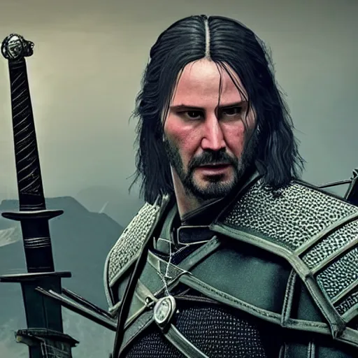 Image similar to of keanu reeves in the witcher 3 as the bard, unreal engine 5 4 k, hyperdetailed, photo realistic