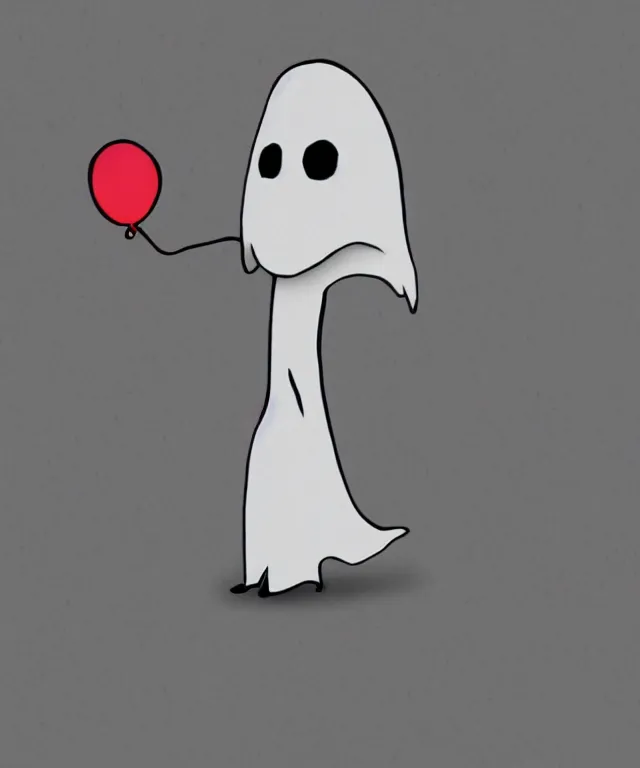 Image similar to cute ghost holding a balloon, anime, cartoon