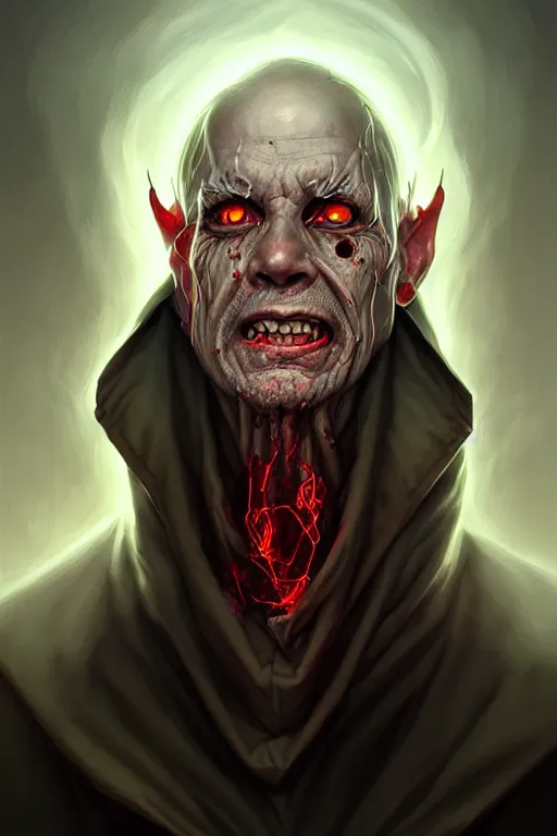 Prompt: dying rotting evil Priest portrait by Artgerm and WLOP