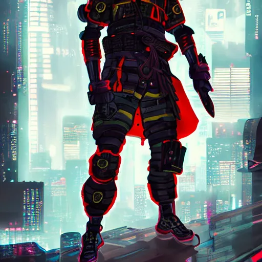 Image similar to Cyberpunk ninja samurai neon Tokyo city, trending on artstation 720x1600