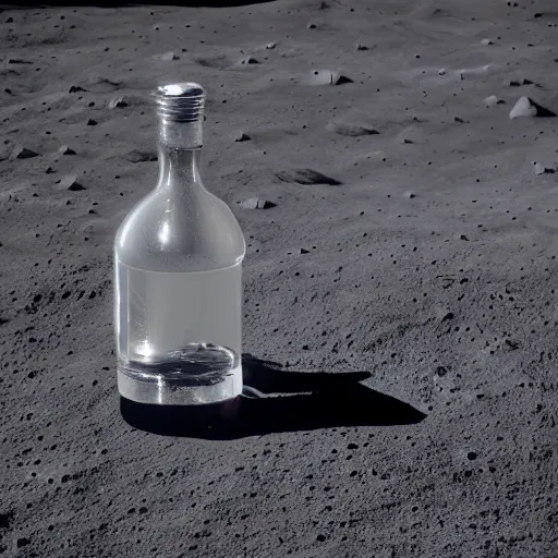 Image similar to A Vodka Bottle on the Moon, 8K, Ultra Detailed, Very Impressive, smooth and sharp focus