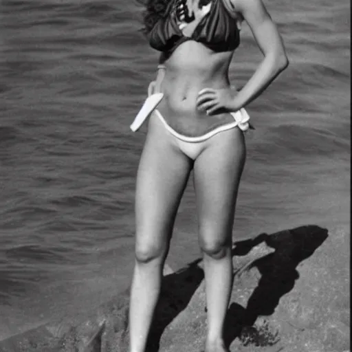 Image similar to albert einstein in a bikini