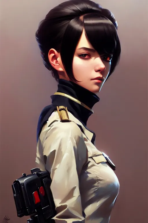 Image similar to a ultradetailed beautiful panting of a stylish swat woman, oil painting, by ilya kuvshinov, greg rutkowski and makoto shinkai, trending on artstation