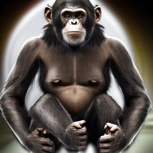 Prompt: chimpanzee face, spacesuit, astronaut, beautiful, male, exoskeleton, fit, helmet, full body, photorealistic, proud