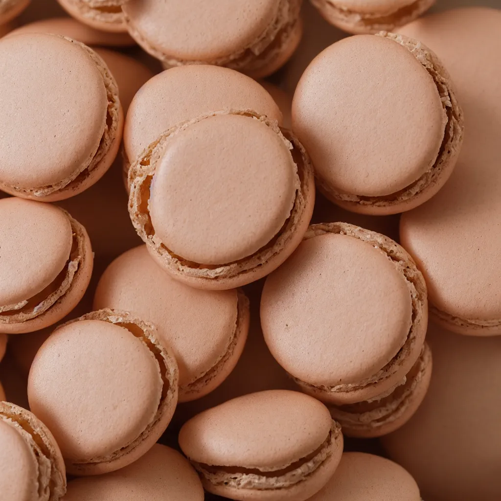 Image similar to close up view of a macaron on top of a wooden table, 4k, photorealistic