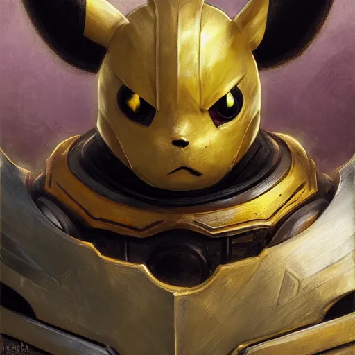 Image similar to pikachu as a realistic fantasy knight, closeup portrait art by donato giancola and greg rutkowski, realistic face, digital art, trending on artstation, symmetry!!, no helmet