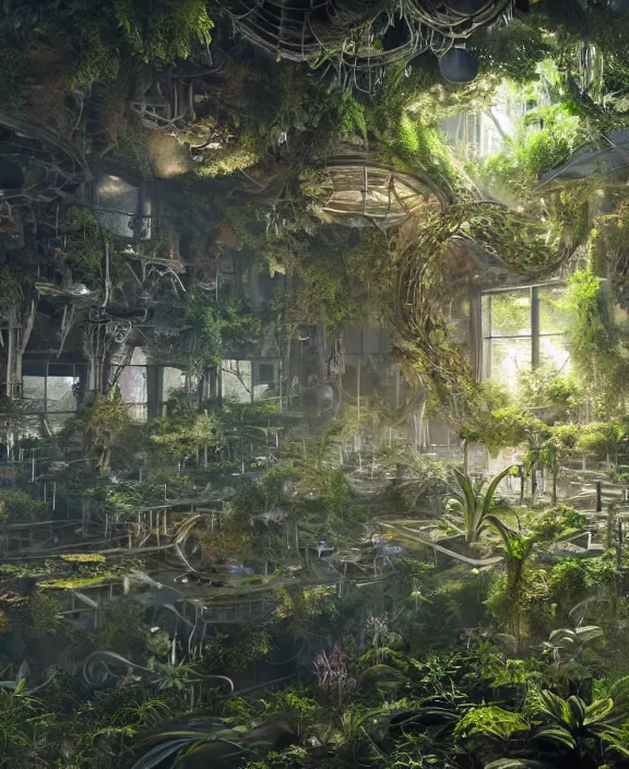 Image similar to intricate transparent clear see - through image of forge, lush botany, biomechanical environment, ultra realistic, concept art, psychedelic, photorealistic, octane render, 8 k, unreal engine. art by nori inoguchi and sam kaplan and zachary goulko and christopher marley