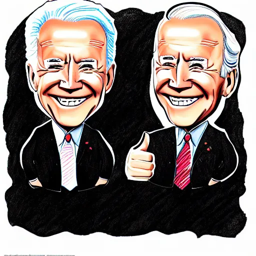 Image similar to cute chibi drawing of joe biden smiling and giving a thumbs up