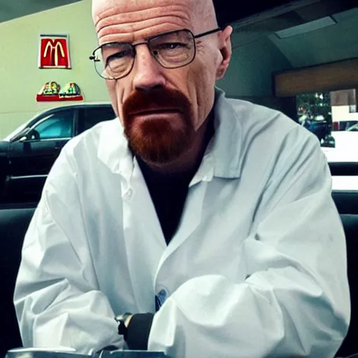 Prompt: Walter white working at a McDonalds