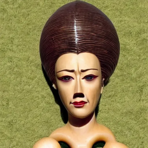 Image similar to a [ gourd ] carved shaped to look like ( amber heard face ) hybrid intercross