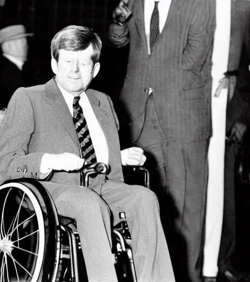 Image similar to j f kennedy as an old man on a wheelchair, photo