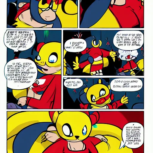 Image similar to a comic book page about sonichu, chris chan style, high resolution