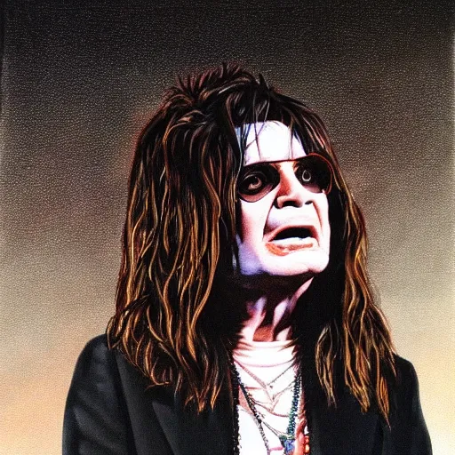 Image similar to ozzy osbourne esspresionalist painting