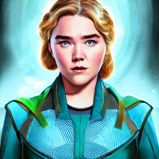 Image similar to Florence Pugh as Susan Storm from Fanatastic Four, digital art, Portrait