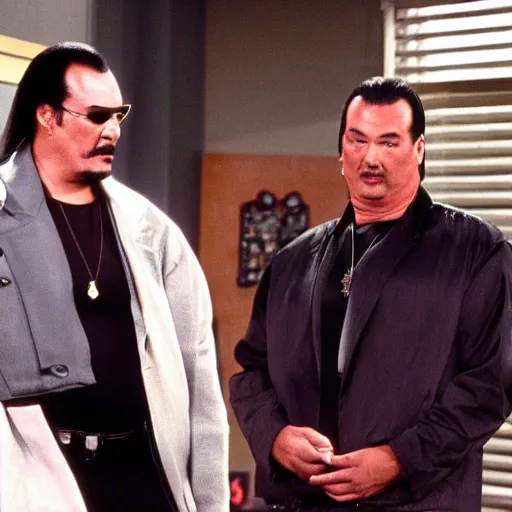 Prompt: steven seagal appearing in tv series seinfeld