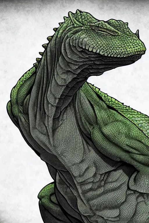 Image similar to lizardman, gray scales, anime, hd,