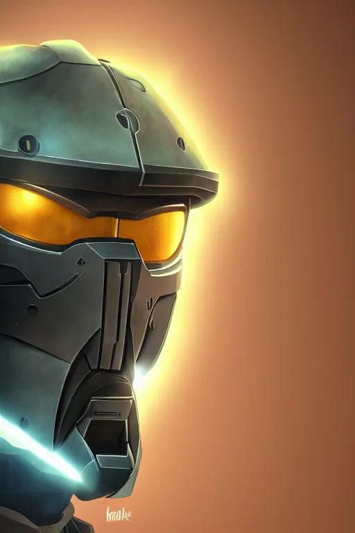 Image similar to robot ninja mask helmet halo master chief radiating a glowing aura global illumination ray tracing hdr fanart arstation by ian pesty and katarzyna da „ bek - chmiel