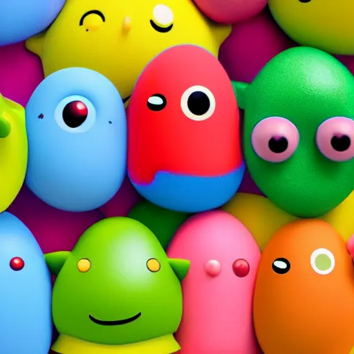 Image similar to 9 0 s cgi, toy, cute character, blob, big eyes, wizard, pikmin