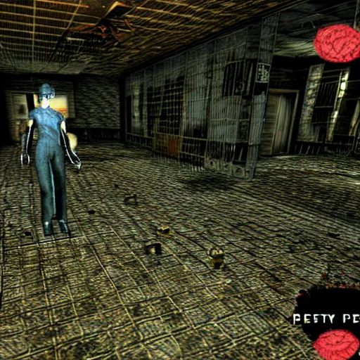 Prompt: a playstation 1 era survival horror horror game screen shot