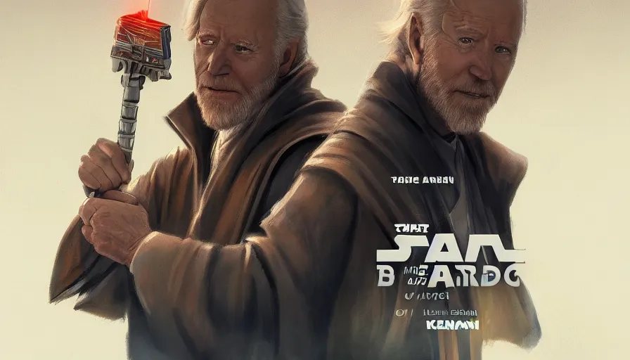 Prompt: joe biden is obi - wan kenobi, movie poster, hyperdetailed, artstation, cgsociety, 8 k