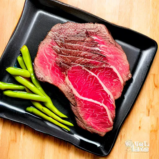 Prompt: medium rare steak, michellin star, award winning dish, food photography