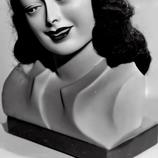 Image similar to antique sculpture of hedy lamarr, she is smiling