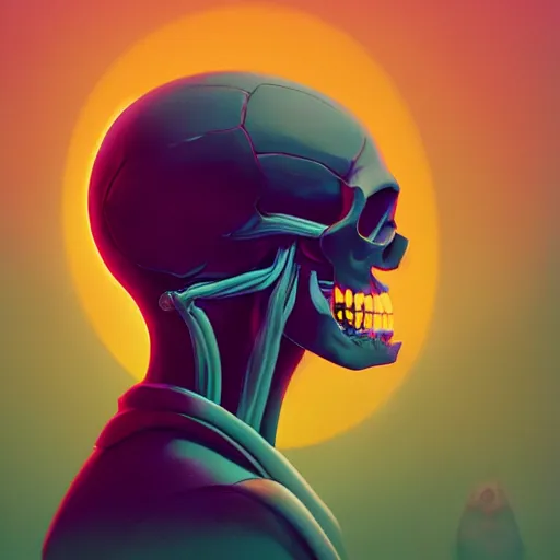 Image similar to A profile of a symmetrical skull Simon Stalenhag, Trending on Artstation, 8K