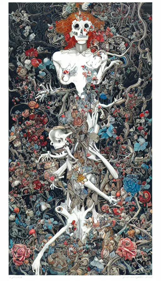 Image similar to life and death mixing together, by james jean