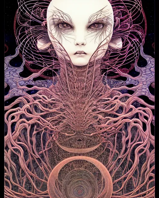 Image similar to human spirit breaking away from the body, conjuring psychedelic background, part by takato yamamoto, part by alex gray, ross tran, james jean, ultra realistic, highly detailed, 8 k, trending on artstation, cosmic, symmetry, masterpiece