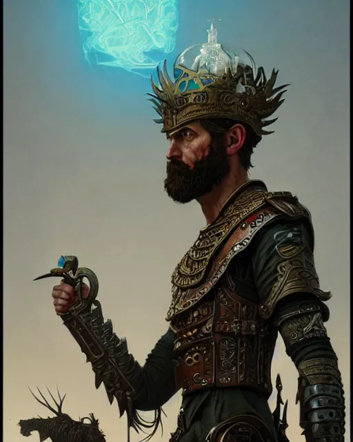 Image similar to Marcus Aurelius fantasy character, epic scene, Ultra realistic illustration, intricate, highly detailed, digital painting, artstation, concept art, smooth, sharp focus, art by Ian McQue, tristan eaton, Tom Bagshaw