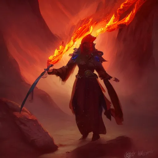 Image similar to fire mage, epic fantasy style, in the style of Greg Rutkowski, hearthstone artwork