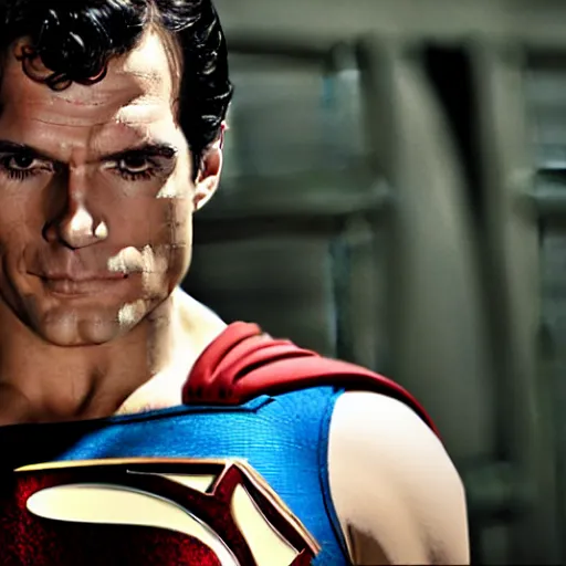 Image similar to henry cavill as superman, detailed face, professional photography, cinematic, 8k,