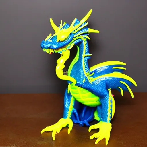 Image similar to neon blue and yellow super cool dragon