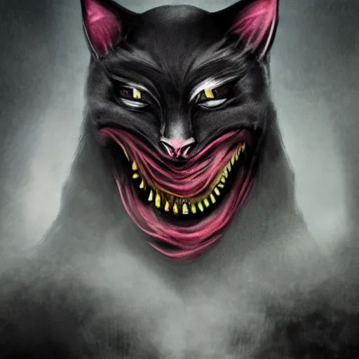 Prompt: a nightmare creature with two black eyes and large creepy mouth, cat - like appearance, photorealistic, high res, evil, dark foreboding