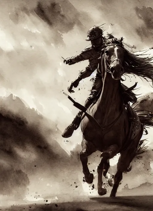 Image similar to portrait, flying horses stealing jockeys, watercolor, dramatic lighting, cinematic, establishing shot, extremely high detail, foto realistic, cinematic lighting, pen and ink, intricate line drawings, by Yoshitaka Amano, Ruan Jia, Kentaro Miura, Artgerm, post processed, concept art, artstation, matte painting, style by eddie mendoza, raphael lacoste, alex ross