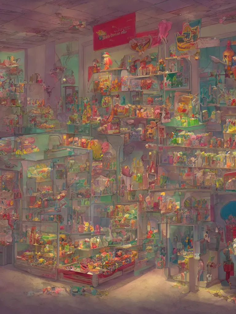 Prompt: candy store by disney concept artists, blunt borders, rule of thirds