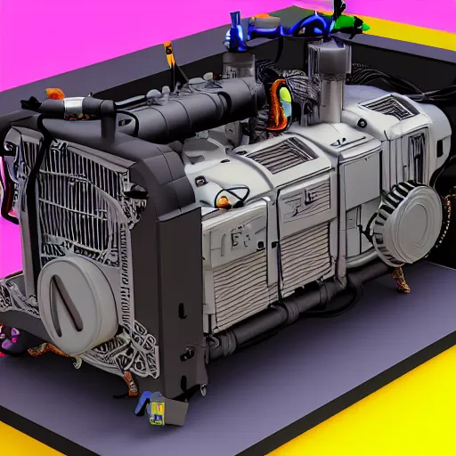 Image similar to highly detailed 2 mw cat diesel generator, concept art, character art, studio lightning, bright colors, intricate, masterpiece, photorealistic, hyperrealistic, sharp focus, high contrast, artstation hq, deviantart trending, 4 k uhd, unreal engine 5