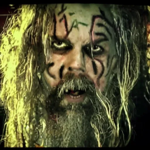 Image similar to rob zombie in take on me music video,