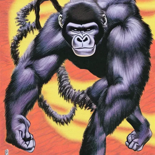 Prompt: gorilla, by Hirohiko Araki, full color manga