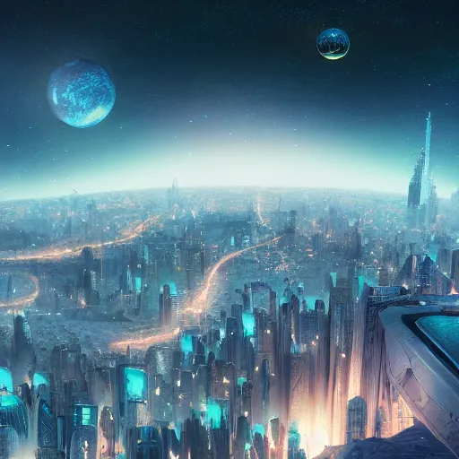 Prompt: endless city floating amongst the stars in the cosmos, highly detailed, matte painting, digital art, award-winning art, trending on artstation, detailed, intricate, 8k