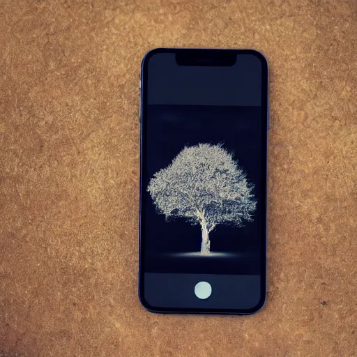 Prompt: a tree the leaves are IPhones