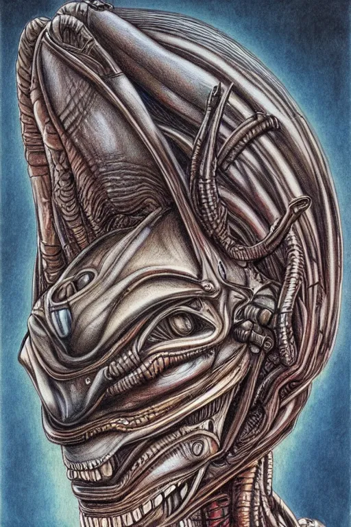 Image similar to a realistic color drawing of an alien from aliens the movie 1 9 8 6 portrait, aaron horkey