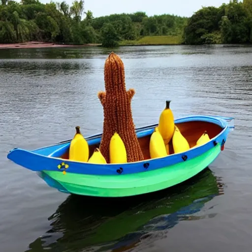 Image similar to a friendly banana in a boat