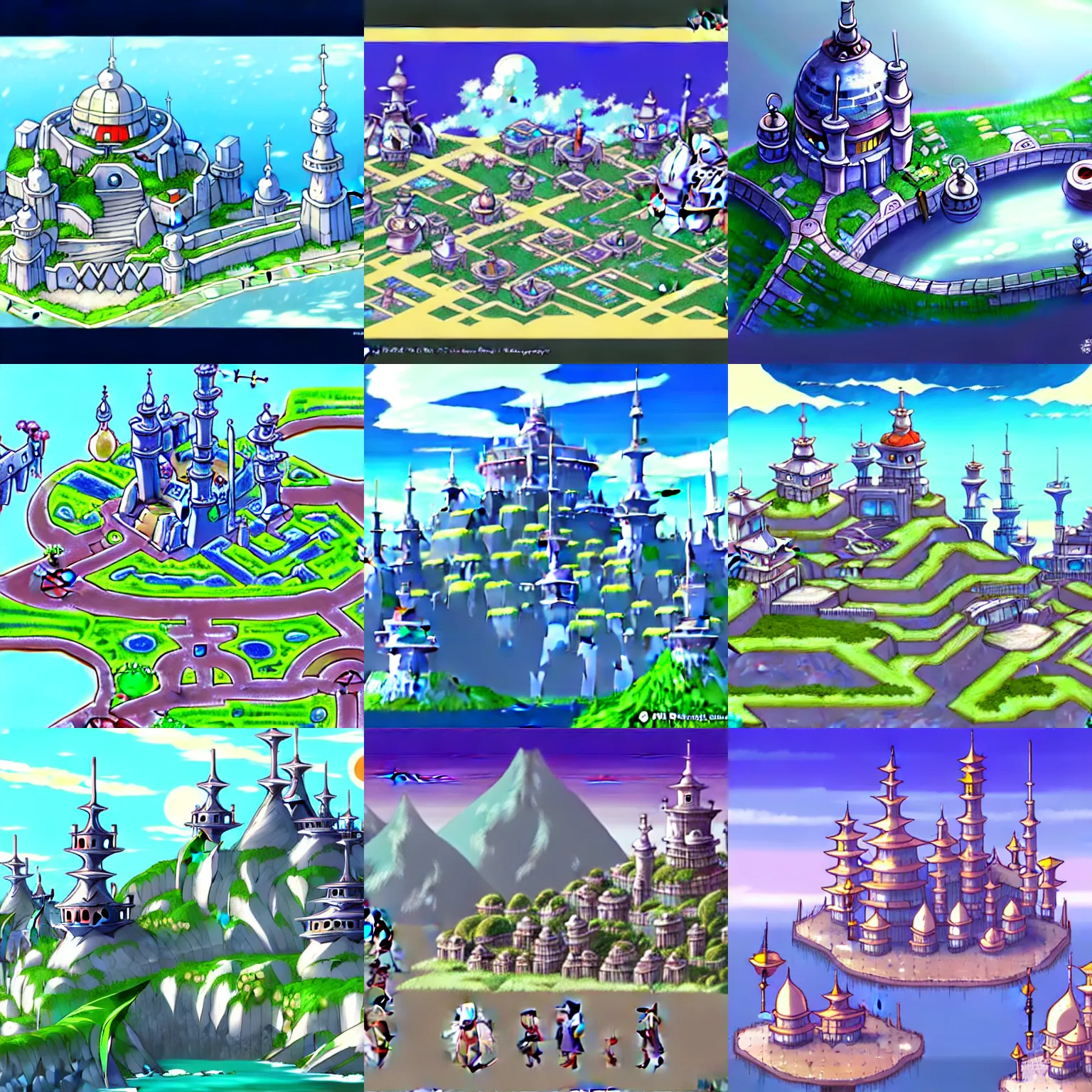 Prompt: a game art concept of final fantasy 9 city in the style of studio ghibli