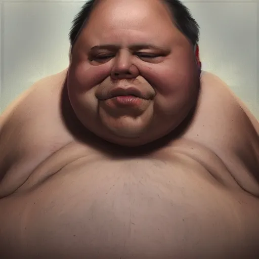 Image similar to morbidly obese man, trending on artstation, wlop, high detail