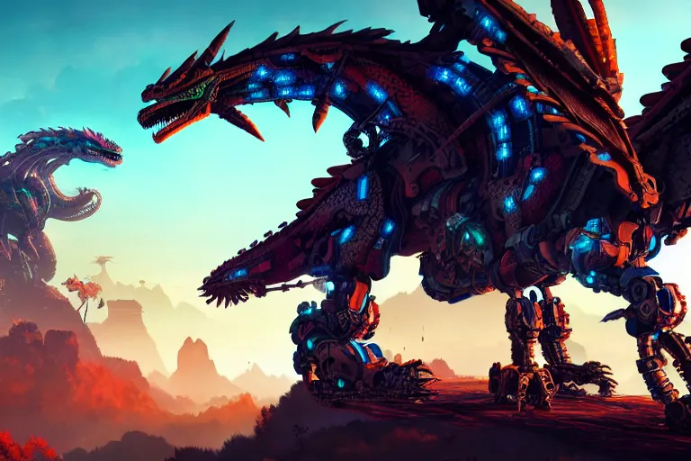 Image similar to dragon machine mecanical creature robot of horizon forbidden west horizon zero dawn bioluminiscence bright ray tracing hdr fanart arstation by ian pesty and alena aenami artworks in 4 k