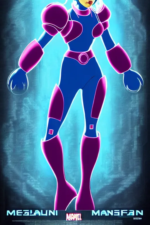 Image similar to Futuristic beautiful female megaman portrait by solarpunk and cyberpunk as a marvel movie poster