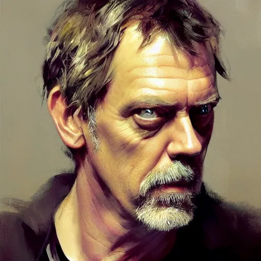 Image similar to face protrait of hugh laurie, jeremy mann painting