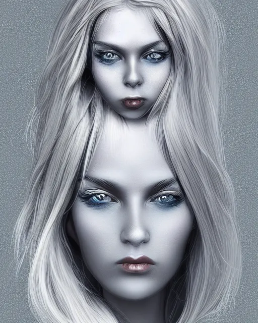 Prompt: beautiful silver haired female Nordic alien digital portrait in the style of Felix Kelly, digital art
